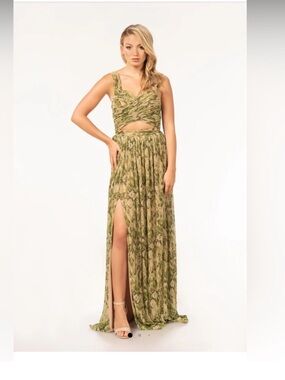 New Dress The Population Mirabella Floral Green Maxi XS